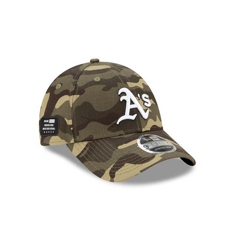 MLB Oakland Athletics Armed Forces Weekend Stretch Snap 9Forty Adjustable (TDJ0697) - Green New Era Caps